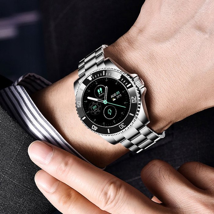 Męski inteligentny zegarek ze stali nierdzewnej — Smarty
