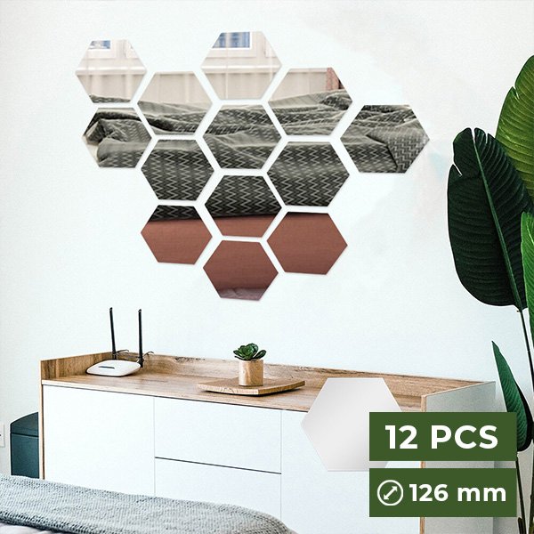 Lustro naklejki ścienne (12 sztuk) - Hexawally
