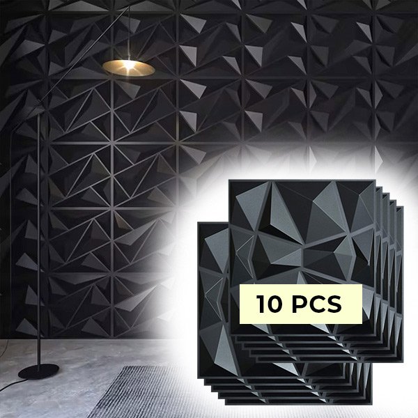 Naklejki ścienne 3d czarne (10 sztuk) - Gemwall